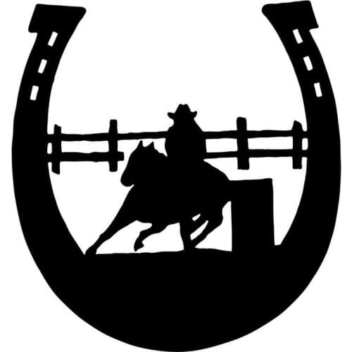 11.6*12.7CM Cute Cowgirl Rodeo Toilet Racing Car Stickers Vinyl Decals Cartoon Car Styling Black/Silver C7-0568