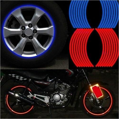 16 car and motorcycle universal wheel stickers 17" 18" reflective applique rim tape bicycle car shape