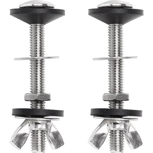 2 Pack Toilet Tank to Bowl Bolt Kits Cistern Bolts Kit,Stainless Steel Toilet Pan Fixing Fitting with Double Gaskets