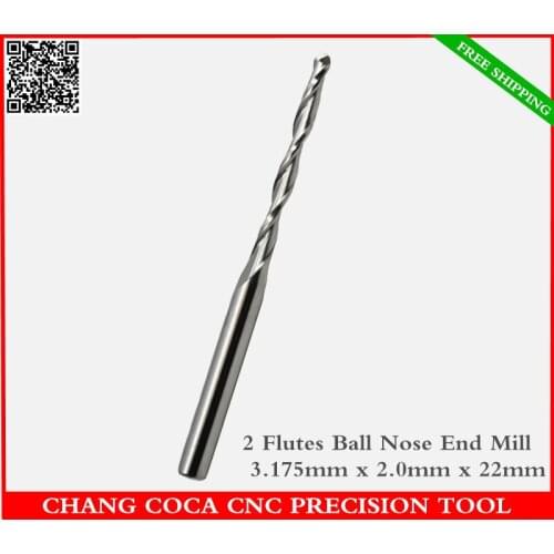 3.175mm*2.0mm*22mm,Freeshipping,CNC machine insert bit,solid carbide milling,2 flute ball nose end mill,relief woodworking bit