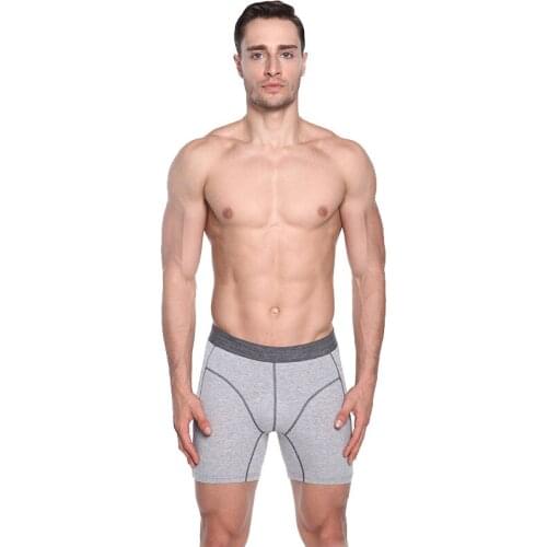 4 Pcs /lot High Quality Men Sport Underpants Plus Size Cotton Breathable Long Boxers Solid Color Boxer shorts
