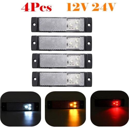 4x 12V 24V 3LED Car Side Marker Lights Clearance Turn Signal Reflector Rear Indicator Stop Lamps Truck Trailer Caravan Lorry Van