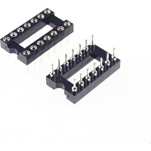 5pcs 0.100" 2.54mm Pitch IC socket Narrow 14 Position 2x7 14 Pin machine Pin Row spacing 7.62mm DIP Through hole solder