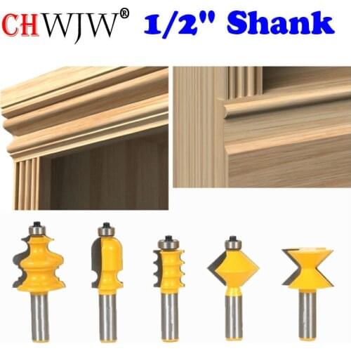 5PCS/SET DIY Bookshelf Molding & Edge Banding Woodworking Tools Router Bit Table Edge Bit CNC Door Knife Wood Processing