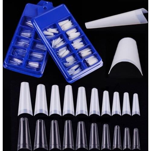 500/100Pc False Nail Tips Clear Natural False Nail Acrylic Nails Art Tips UV Gel Ultra Flexible ABS Fake Nail Manicure Tool