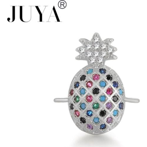 Pineapple Charm Connectors For Jewelry Making High Quality Copper Metal Micro Pave Zircon Rhinestone Fruit Pendant DIY Jewellery