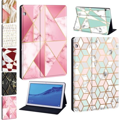 Tablet Stand Cover Case for Huawei MediaPad T3 8.0"/T3 10 9.6" /T5 10 10.1"/M5 Lite 10.1"/M5 10.8"Geometry Print Pattern Series