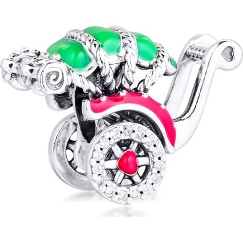 CKK Traditional Rickshaw Charms 925 Original Fit Pandora Bracelets Sterling Silver Charm Beads for Women Jewelry Making DIY