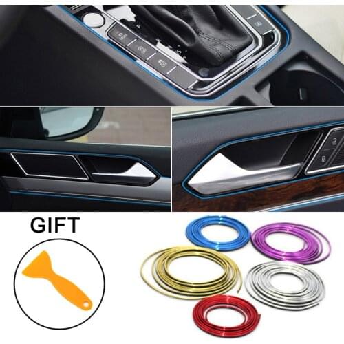 Car Styling 5M Interior Decoration Strips Mouldings Trim Interior Car Decal Stickers For Auto Accessories Interior