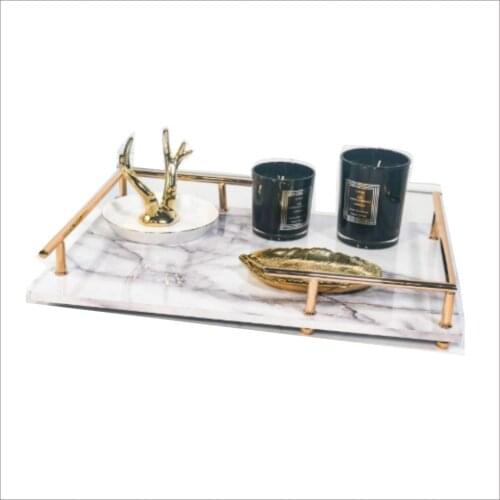 White Handmade Wooden Tea Tray Chinese Chinese Modern Golden Table Tea Tray Wood Decorative Bandeja Comida Serving Trays DL60CP