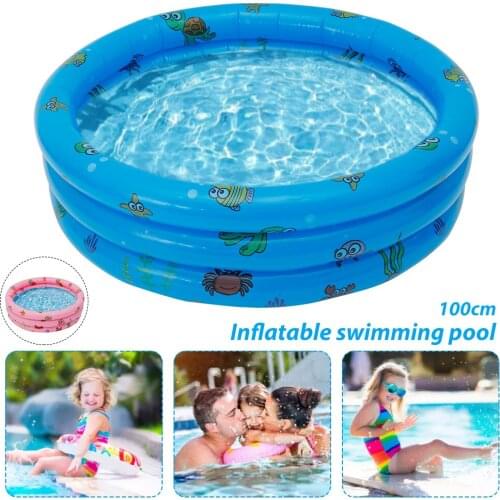 Kids Paddling Pool Children Round Swimming Pool Inflatable Bathtub Three-Ring Family Water Pools for Garden Backyard