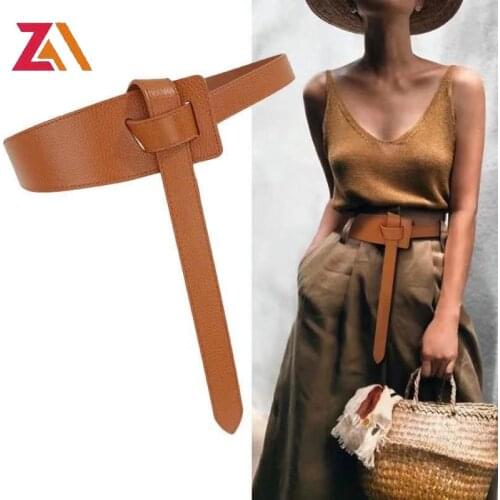 Designer Streetwear Womens Waistbands Wide Long Solid Elegant Leather Waist Belt For Women Girdle Ladies Dress Coat Accessories