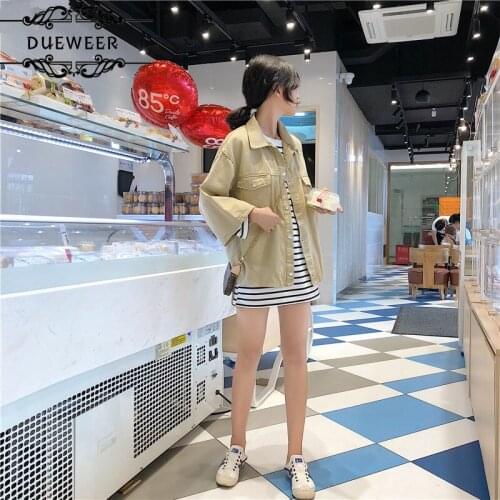 Womens Jackets Coats Women Denim Jacket Turn-down Collar Full Sleeve Solid Temperament Elegant Boyfriend Simple Leisure