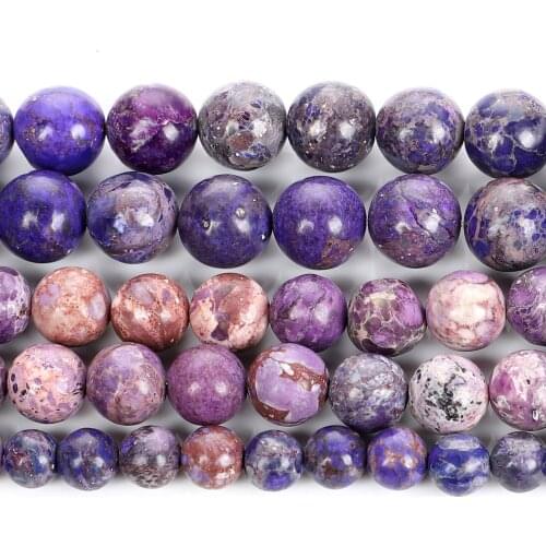 Purple Emperor Turquoises Natural Stone Beads Round Loose Beads For Jewelry Making DIY Bracelets Necklace 4/6/8/10/12MM