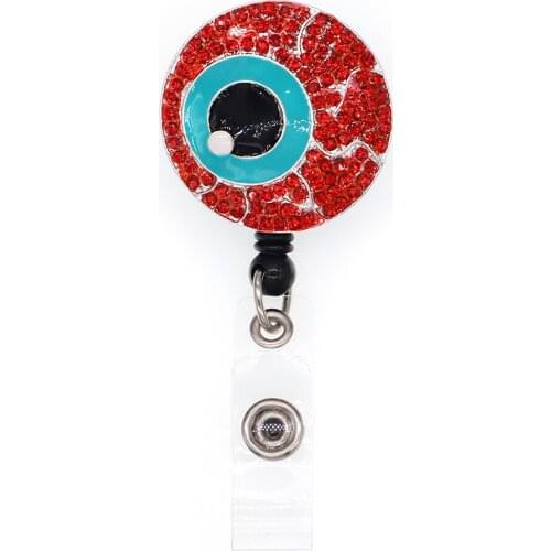 Personality Red Rhiestone Tone Enamel Eyes Shape Retractable Thick Nylon Cord