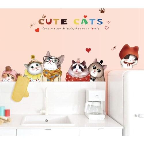 1 Pc cute cats Wall Stickers Diy Animals for Kids Rooms Safari Nursery Rooms Baby Home Decor Poster Cat Wall Decal 60*90cm