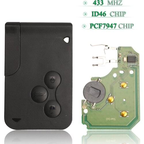 Bilchave 3 Buttons 433Mhz Remote Smart Car Key ID46 PCF7947 Chip For Renault Megane Scenic 2003-2008 With Uncut Blade