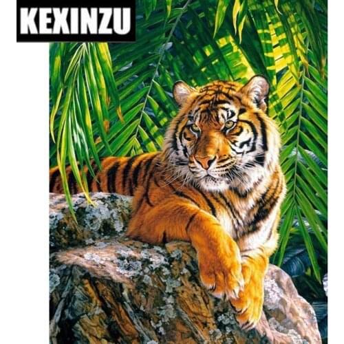 Kexinzu Full 5d DIY Square Diamond Painting Cross Stitch-Tiger tree-3d Round Embroidery Mosaic Resin Home Decor Gift W66623