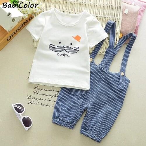 Kids Boys Summer Clothing Set For Baby Tracksuit Fashion Cotton T-shirts+bib Shorts 2pcs Infant Newborn Outfits
