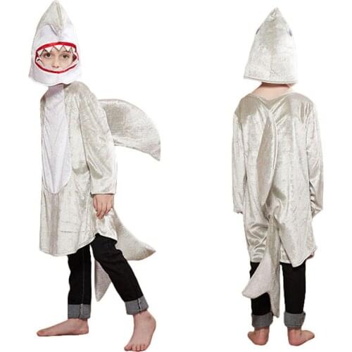 Halloween Costume For boys girls long sleeve silver Shark Costume Child Shark Jumpsuit Animal Birthday Party clothing