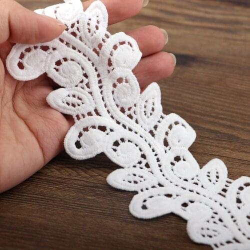 1 yards of white beautiful cotton lace fabric with satin with sewing manual DIY lace sewing supplies