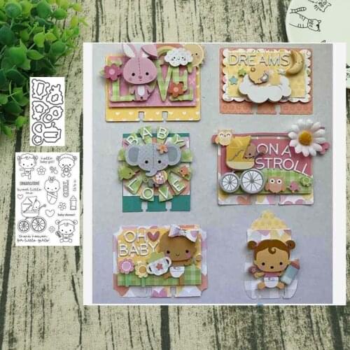 Baby and stroller Metal Cutting Dies and Stamps for Scrapbooking Steel Craft Die Cut Embossing Paper Card Album Stencil