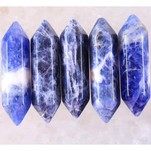 8x32MM Natural Stones Blue Sodalite Hexagonal Beads No Drilling Hole Fit Necklace Pendant For Man Women Jewelry Gift 5Pcs K379