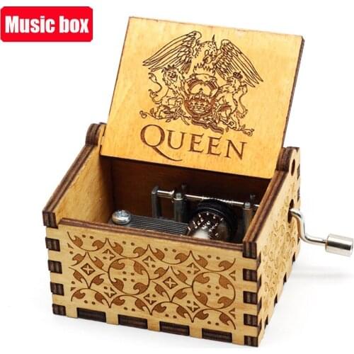 Halloween Gift Antique Wooden Carved Queen Musical Box Hand Cranked LA LA LAND Music Box Simpson Birthday Christmas Gift