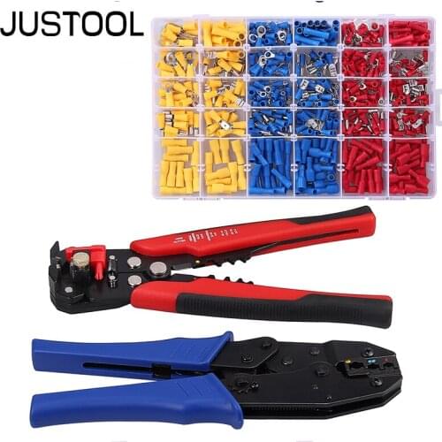 JUSTOOL Crimping Tool Kit Set Wire Stripper + Crimping Plier + 500PCS Assorted Crimp Terminals Crimp Ferrule Connectors Tool Kit