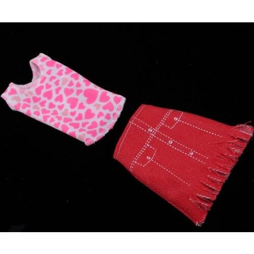 2pcs Charming Pink Sleeveless Waistcoat Top & Skirt fits for 29-30cm Girl Doll Casual Outfit