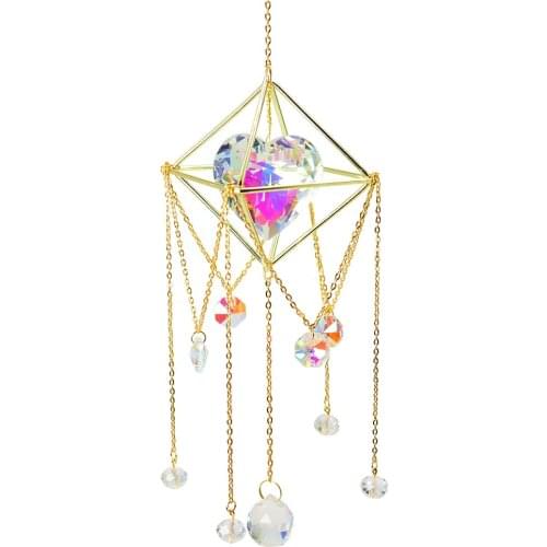 Crystal Sun Love Heart Hanging Metal Pendant Light Catching Jewelry Outdoor Home Garden Car Decoration For Decorate Hanging Drop