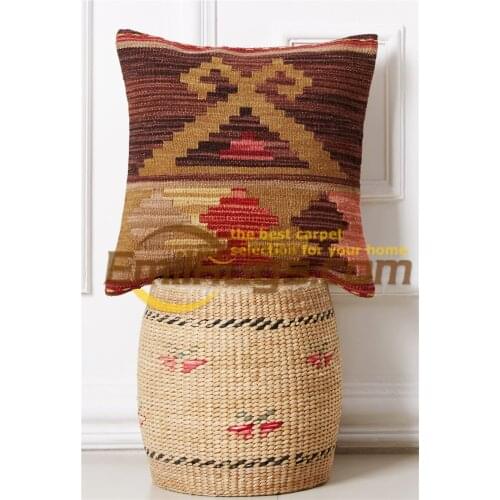 Luxury pillow case Kilim Square Cover Weave Wool Aubusson Modern Art Fleece Office