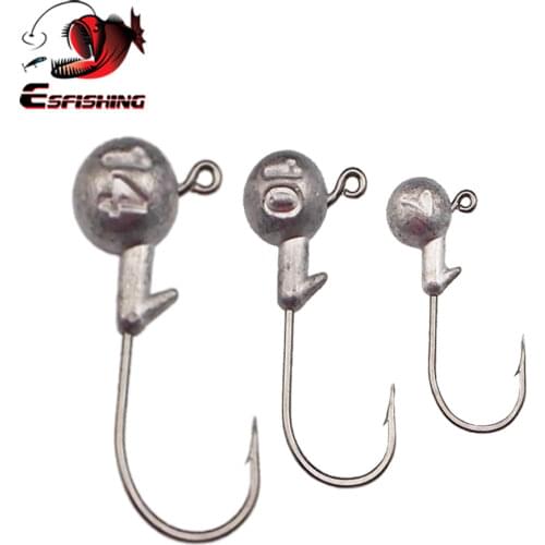 ESFISHING Jig Head 3g 5g 7g 10g 14g 9pcs Lead Head Fishing Hooks For Soft Lure Fishing Tackle