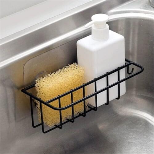 Self Adhesive Iron Sink Rag Racks Wall Mounted Sponge Drain Storage Shelves Racks Kitchen Sink Accessories Bathroom Organizer