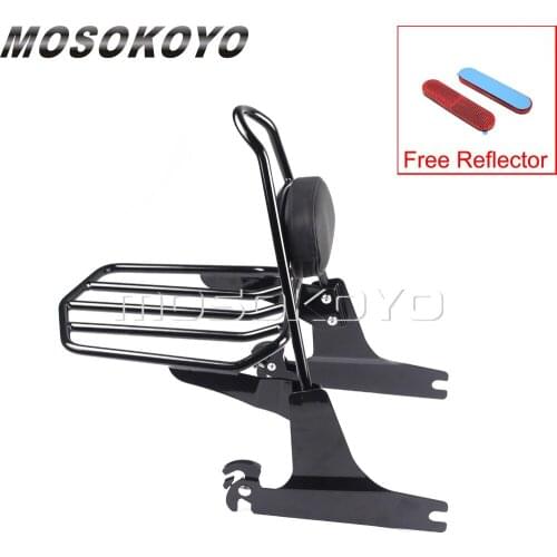 Black Detachable Sissy Bar Luggage Rack Backrest Pad Luggage Holder for Harley Softail FLST 2005 2006 2007-Later