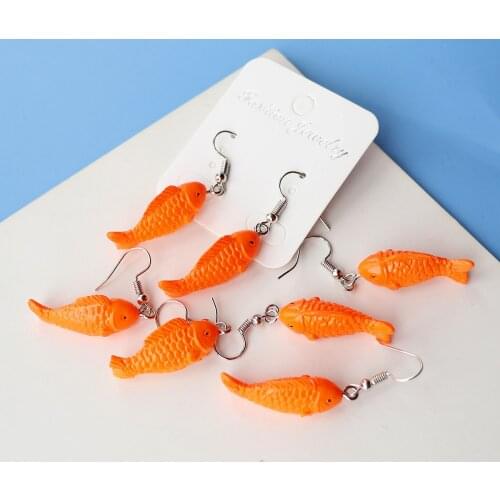Cute 3D Animals Fish Unusual Earrings For Women Resin Creative Funny Pendant Jewelry Accessories Female Body Decorations