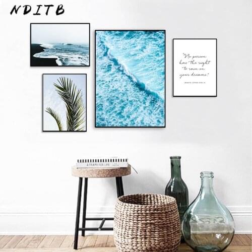 Scandinavian Style Ocean Waves Poster Landscape Nordic Wall Art Canvas Print Painting Decorative Picture Home Room Decoration