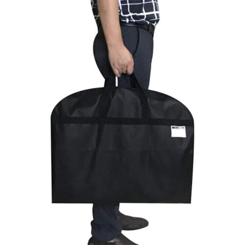 Portable Dustproof Non-Woven Garment Bag Suit Storage Bag Cover For Clothes Suit Bag Trunk Black Holdall Dress Jacket Dust Cover