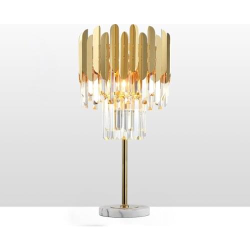 Art Deco LED Postmodern Golden Stainless Steel Crystal LED Lamp.LED Light.Table Lamp.Desk Lamp.LED Dest Lamp For Bedroom