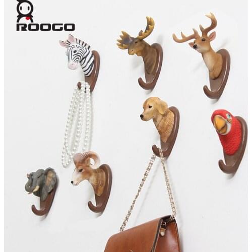 Roogo Home Decoration Accessories Hanger Cartoon Animal Bag Key Holder Wall Crochet Indoor Room Decoration Wall Hooks Coat Rack