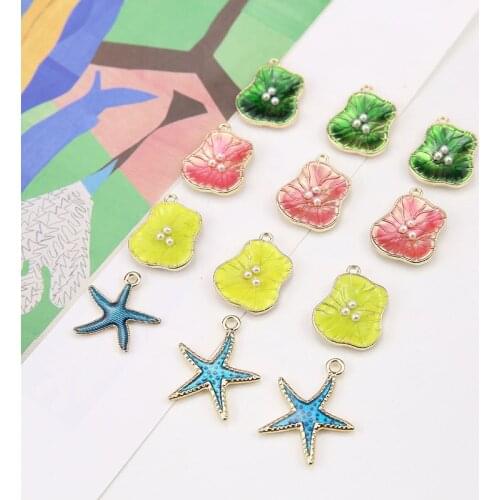 Handmade geometric shape Imitation pearls decoration alloy charms diy jewelry necklace/earrings for women pendant accessory