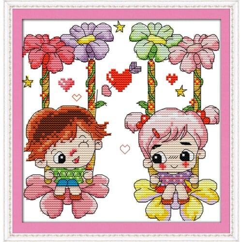 Everlasting Love Lovers On The Swings Chinese Cross Stitch Kits Ecological Cotton Stamped DIY Gift Wedding Decoration For Home