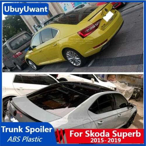 For Skoda Superb 2015-2019 Rear Spoiler ABS Plastic Unpainted Primer Color Exterior Tail Trunk Wing Decoration Auto Accessories