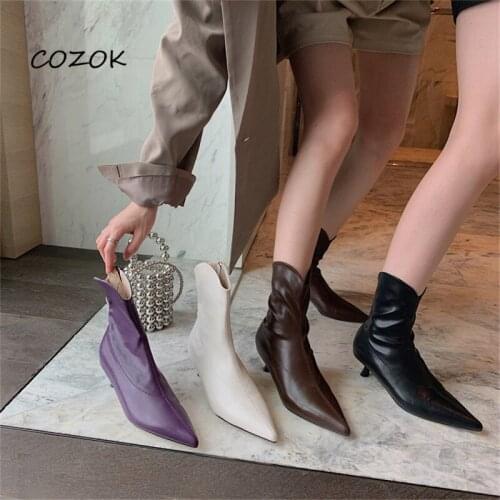 Ankle Boots Women 2021 Pu Luxury Woman Shoes High Heels Sexy Casual Boots Women Winter