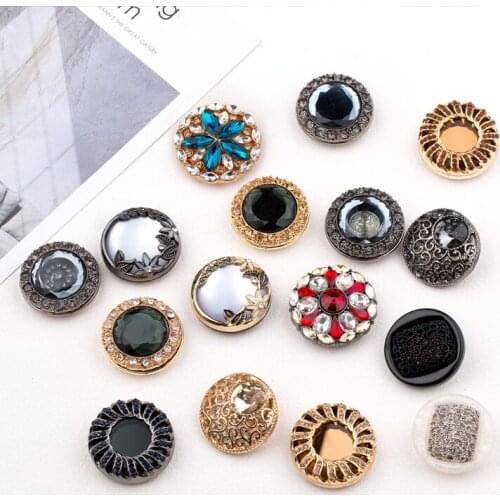 1pcs 38mm Metal buttons with diamond clothing accessories buttons wedding Coat clothing accessories Fur coat DIY handmade