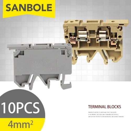 10pcs ASK-1EN ASK1EN ASK-1RD DIN Rail Universal Wire Cable 500V 6.3A 4mm2 Connectors Barrier Screws Terminal Blocks