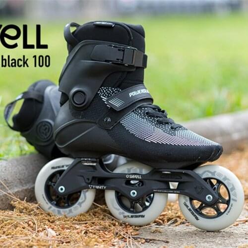100% Original Powerslide Swell Little Black 100 Trinity Frame Inline Skates 3*100mm Street Racing Skates Roller Skating Patines
