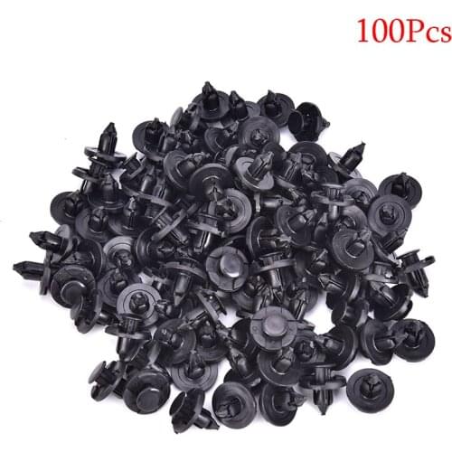 100Pcs 8mm Plastic Rivet Fastener Mud Flaps Bumper Fender Push Clips Fastener Clip Automobiles