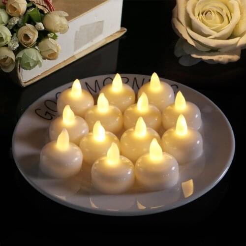 6pcs Flickering Flameless Waterproof Candles Lamp Floating On Water Led Plastic Battery Operated Tea Lights For Pool Spa
