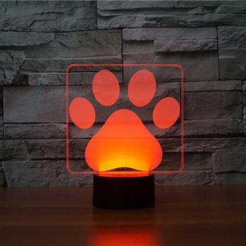 Dog Paw 3D Night Light Lamp led Colorful USB Table Lamp Lovely Dog Footprints Bedroom Decor Baby Sleep Lighting Kids Toy Gift